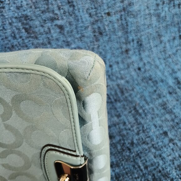 Coach Clutch, Blue, Kristen Signature OP Art Wristlet - Picture 11 of 14